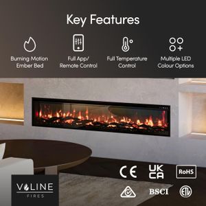 Valine 50" Electric Fireplace – Wall Mounted Heater