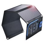 BigBlue 28W Solar Charger Foldable with Digital Ammeter, Outdoor Solar Powered Charger with IP44 Solar Panels USB-A & USB-C Ports (5V/4A Overall) for iPhone iPad Samsung Galaxy LG and Devices
