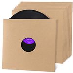 Facmogu 10PCS 12in Vinyl Record LP Jackets, Cardboard Vinyl Record Covers with Kraft Finish, Album Covers (350gsm) Record Jackets, Blank Album Jackets for Vinyl Record Inner & Outer Sleeves (Brown)