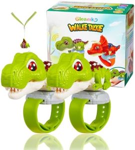 Gleamkid 2 Pack T-rex Walkie Talkies for Kids, Dinosaur Toys for 3-12 Year Old Boy Gifts, Kids Outdoor Boys Toys Age 3 4 5 6 7 Toys, Wrist Walkie Talkies with Lanyard for Camping, Hiking, Gift