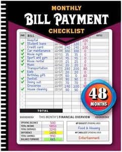 Monthly Bill Payment Checklist: Bill Tracker Notebook, The Book of Bill, Bill Payment Management Book, Bill Payment Checklist Book, The 4-Year Guide for Families & Money Managers