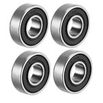 sourcing map 698-2RS Deep Groove Ball Bearing Double Sealed 1180098, 8mm x 19mm x 6mm Carbon Steel Bearings (Pack of 4)