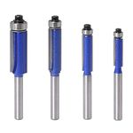 Bestgle 4pcs Flush Trim Router Bit 1/4" Shank Bearing Guided Trimming Router Cutter Bit Tungsten Carbide Tipped Pattern Template Router Bit 1/4" 5/16" 3/8" 1/2" Cutting Diameter, Blue