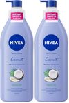 NIVEA Oil In Lotion Coconut & Monoi (400ml), Replenishing Body Lotion with a tropical Coconut Scent & Powerful Monoi Oil, Moisturising Cream, NIVEA Body Lotion (Pack of 2)