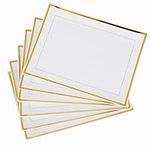 MATANA 24 White Plastic Serving Platters with Gold Border, Food Party Trays - 30x23cm - Buffets, Weddings, Birthdays, Christmas, Parties - Elegant, Sturdy & Reusable