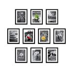 Amazon Brand - Solimo Synthetic Collage Set Of 10 Black Photo Frames ( 8 X 10 Inch - 10 ), Rectangular, wall mount