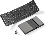 Tobo Foldable Bluetooth Keyboard with Touchpad & Number Pad, Tri-Fold, 3 Bluetooth+2.4GHz, iOS Android Windows macOS, 90 Days Standby, Type-C Rechargeable (TD-BK77T)