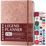 Legend Planner PRO – Undated Weekly & Monthly Life Planner for Goals & Productivity. Time Management Organizer Notebook, 18x25.5cm (Rose Gold)