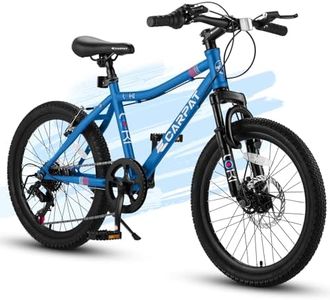 20 Inch Kids' Bike, Boys Girls Mountain Bike Ages 8-12, 7 Speed Teenager Children Kids' Bicycles, Front Suspension Disc Brake Rear V-Brake, High Steel Frame (Blue)