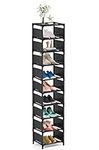 sunvito shoe rack 10 tiers, Space saving 10 pairs tall shoes organizer shoe shelves, Narrow shoe rack stackable cubby storage for entryway,closet,cabinet,bedroom,garage,wardrobe, over door,hallway