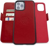 Dreem Fibonacci Compatible with iPhone 13 Pro Wallet case / 2-in-1 Shockproof case and Detachable Vegan Leather Folio, MagSafe Compatible, RFID Protection [Red]