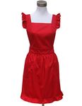 Hyzrz Lovely White Retro Lady's Aprons for Women's Cake Kitchen Fashion Cook Apron Chic with Pockets for Gift Chic 100% Cotton (Red)