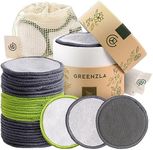 Greenzla Reusable Makeup Remover Pads, 30 Pack Washable Bamboo Cotton Pads Reusable with Mesh Laundry Bag, Cotton Travel Pouch, Cotton Pads Holder, Reusable Cotton Rounds for Face for All Skin Types