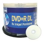 LSK Media DVD+R DL Double Layer 8X 8.5GB 240min Video, White Inkjet Printable, by , 50 Pack in Spindle | Blank DVDs for Burning Video | DVD Discs Blank | Recordable DVDs