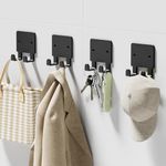 GTK 4 Pack Key Holder for Wall, Razor Holder Wall Mounted, Hat Rack, Self Adhesive Hooks, Shower Hooks, Towel Hooks(Black)