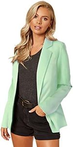 UNIQUE 21 Women's One Button Boyfriend Blazer for Work Casual - Ladies Jackets Outfits Suits for Work, Green, 14