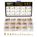 HSEAMALL 330PCS Threaded Inserts for Plastic,3d Printer Accessories M2 M3 M4 M5 Threaded Insert Knurled Brass Nut Inserts Embedment Nut Heat Set Insert for 3D Printing Parts