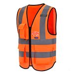 4XL-5XL Hi Vis Viz High Visibility Reflective Safety Vest Workwear Executive Manager Waistcoat Jacket Zip 2 Band Brace Security Mobile Phone 3-D Pocket ID Holderhi vis vests