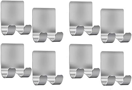 8 Pack 304 Stainless Steel Razor Holder Shaver Hook Hanger Stand Self Adhesive Stainless Steel Heavy Duty Utility Storage Hook,Shower Hook for Razor,Bathroom Kitchen Organizer for Plug Robe Towel Loof