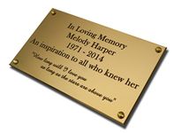 4" x 2" Rectangular solid brass engraved nameplate. Personalised engraved memorial plaque