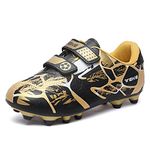 Boys Football Boots Shoes Kids Girls FG/AG Soccer Athletics Sport Shoes Training Shoes Running Shoes Teenager Indoor Outdoor Football Shoes Sneakers for Unisex 5 UK Covert EU 38 Black Gold