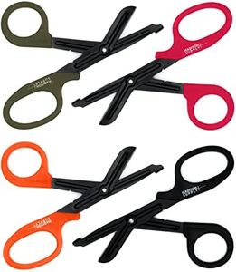 Madison Supply Medical Scissors, EMT and Trauma Shears - 7.5 Inch Premium Quality Stainless Steel Bandage Scissors - Fluoride-Coated with Non-Stick Blades - 4 Pack (Black/Green/Orange/Red)