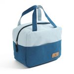 Yellow Weaves 100% Cotton Canvas Lunch Bag Reusable&Washable,Eco-Friendly Lunch Bag,Leakproof Keeps Hot&Cold,Lunch Bag For Men Women Kids Office Picnic School,Regular Size (Blue&Sky Blue),8L