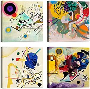 LuxHomeDecor Quadri kandinsky 4 pezzi 30x30 cm Stampa su Tela con Telaio in Legno Arredamento Arte Arredo