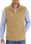 COOFANDY Mens Full Zip Polar Fleece Vest Lightweight Sleeveless Jacket With Pockets Warm Outdoor Vests, Khaki, XX-Large