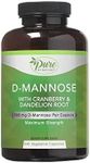 Pure By Nature 600mg D-Mannose Vegan Capsules with Cranberry & Dandelion Extract, Urinary Tract Health Support, Flush Impurity, Detox Body, 240 Count