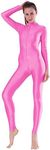 speerise Adult Lycra Spandex Long Sleeve Turtleneck Unitard Bodysuit, Hot Pink, L