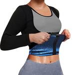 TOPELLER Sauna Suit for Women Sweat Body Shaper Jacket Hot Waist Trainer Long Sleeve Zipper Shirt Workout Top