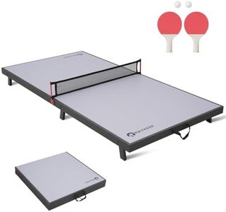 RAYKEEP Foldable Table Tennis Table, Mini Portable Ping Pong Game Table for Indoor & Outdoor, Table Tennis Table Set w/Net, 2 Paddles, 2 Balls, No Assembly, 48inch(Grey)