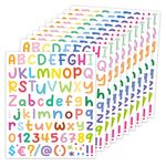 Dizdkizd Letter Stickers, Vinyl Alphabet Number Sticker Set, 1 Inch Adhesive Letters Small, Cartoon ABC Stickers for Card Making, Scrapbook, Craft Projects, A Set of 10 Sheets (800pcs)