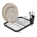 Umbra 330065-744 Sinkin Drying Rack – Dish Drainer Caddy with Removable Cutlery Holder Fits in Sink or on Counter top, Medium, Black/Nickel