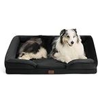 Bedsure Extra Large Dog Sofa Bed - Washable Orthopedic Dog Beds and Couch with Removable Flannel Zipper Cover, XL Waterproof Human Dog Bed, Black Squre Pet Bed, 106x80x16cm