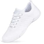 ZVC Cheer Shoes Girls White Cheerleading Shoes for Women Cheer Sneakers Youth Kids, White-001-w, 7.5