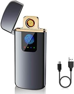 ASANMU Accendino Elettrico, Accendino USB Ricaricabile Antivento Elettronico Accendino Indicatore della Batteria per Candele Cucina Barbecue, Regali di Festa del Papà Compleanno Anniversario Uomo Lui