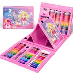Spardar Art Set for Kids, 240 Pcs Kids Art Set with Trifold Easel, Drawing Kit with Oil Pastels, Crayons, Markers, Watercolor Cake, etc, Art Supplies Gift for Children Beginners Artists