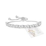 GEMAURA Silver Bracelet for Women,Adjustable Tennis Sterling Sliver Bracelet Infinity Crystal Ladies Bracelets with Diamond Jewellery Birthday Gifts for Women