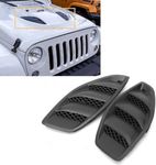 Flash2ning Hood Vent Cover ABS Plastic Fit for Jeep JK Wrangler 2007-2017 JK Part # 68185319AB 68185319AA 68185318AB 68185318AA, Louvers Engine Inlet Vents, 1 Set of 2 Exterior Accessories, Black