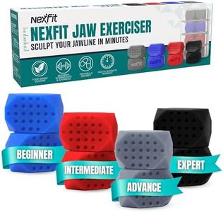 NexFit Jaw Exerciser for Men & Women – 4-Level Resistance Jaw Trainer for Men & Women – Food-Grade Silicone Double Chin Reducer – 8 Piece Kit with Carry Cases – Compact Mewing Jawline Shaper for Women