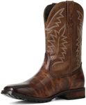 SaraIris Mens Brown Cowboy Boots Western Boots Casual Square Toe Pull On Boots Cowgirl Boots for Women