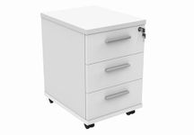 Office Hippo Essentials Heavy Duty Storage Unit, Mobile Storage Cabinet, Featuring 3 Lockable Drawers, Suitable For Commercial Office, Home And Classroom, Arctic White, 50D x 40.4W x 59.5Hcm