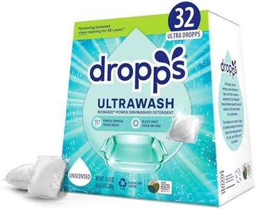 Dropps Dishwasher Detergent | Unscented, 32 Pods | Fragrance & Dye Free | Deep Cleans for Sparkling, Shiny Dishes| Low-Waste Packaging | No Pre-Wash | Powered by Natural Mineral-Based Ingredients