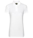 Womens Ladies Female Classic Polo Shirt Short Sleeve Plain Tee Top Casual Work Sports Tough Gardening Building Workwear Great Christmas Birthday Gift Builder, Electrician (White, Small)