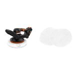 Worx WX856L 20V Power Share 10" Cordless Polisher & Buffer + WEN 10A326 Microfiber Polishing Bonnets (2 Pack)