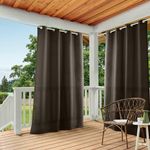 Exclusive Home Curtains Indoor/Outdoor Solid Cabana Grommet Top Curtain Panel Pair, 54x84, Chocolate