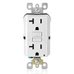 Leviton GFCI Outlet, 20 Amp, Self Test, Non Tamper-Resistant with LED Indicator Light, Protection from Electric Shock and Electrocution, GFNT2-W, White
