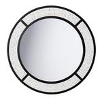 SEI Furniture Hurtano Round Faux Stone Mirror, Gray and Black